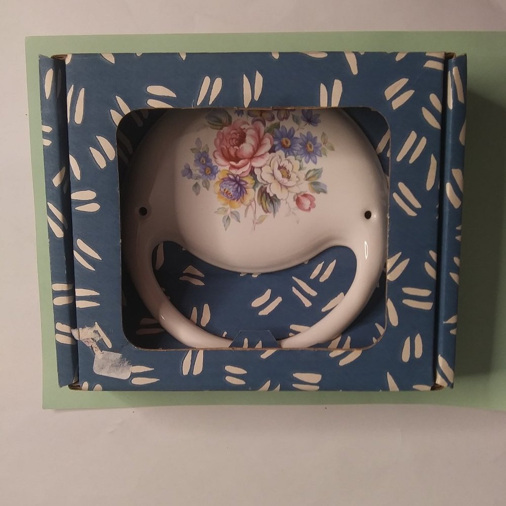 cottagecore flowers ceramic wall mount hand towel holder USA made Athena